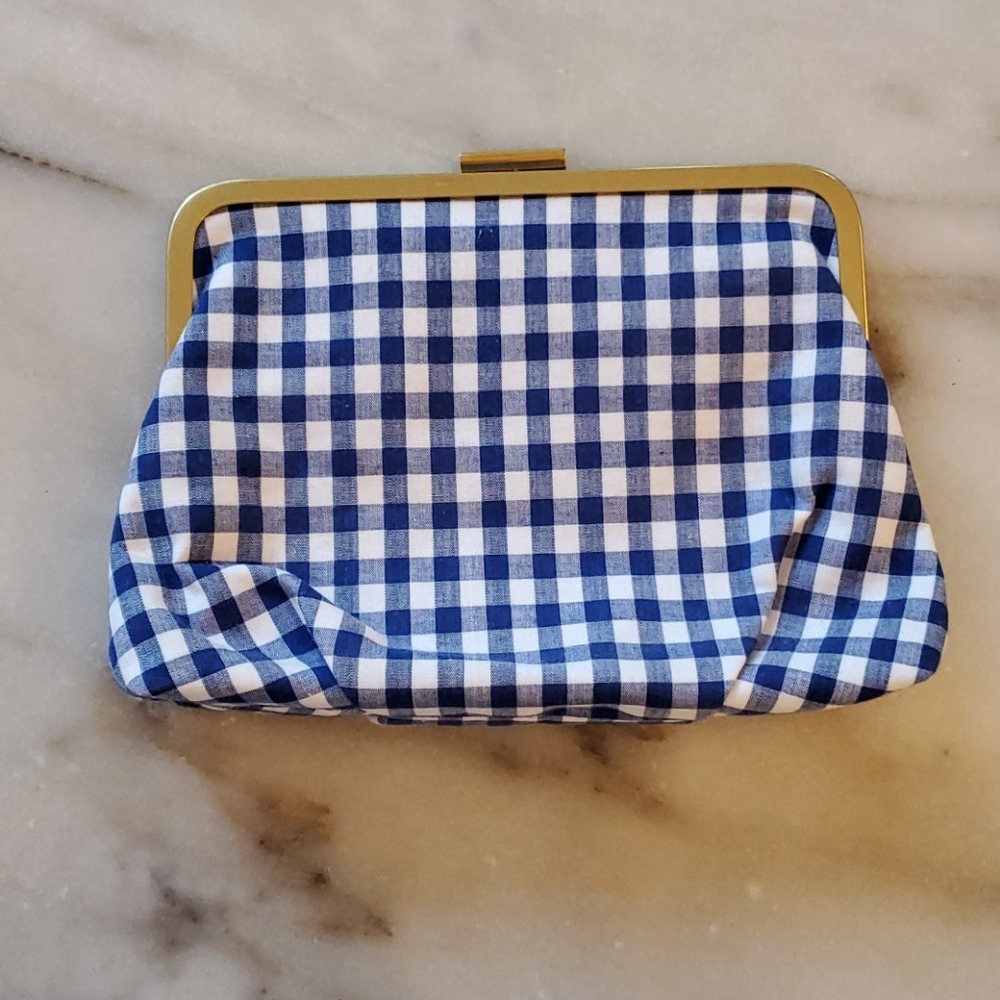 Brand new Jcrew gingham clutch